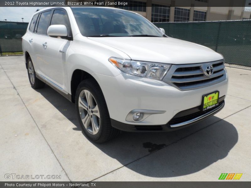 Blizzard White Pearl / Sand Beige 2012 Toyota Highlander Limited