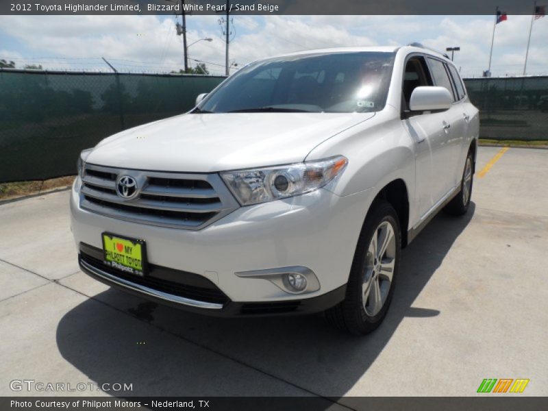Blizzard White Pearl / Sand Beige 2012 Toyota Highlander Limited