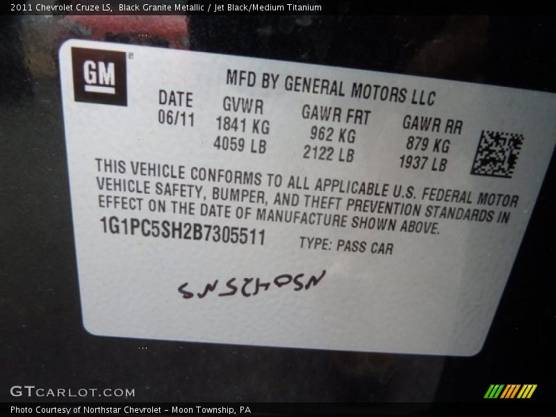 Black Granite Metallic / Jet Black/Medium Titanium 2011 Chevrolet Cruze LS