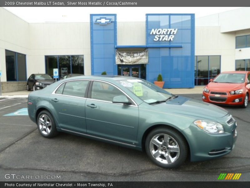 Silver Moss Metallic / Cocoa/Cashmere 2009 Chevrolet Malibu LT Sedan