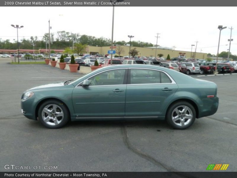 Silver Moss Metallic / Cocoa/Cashmere 2009 Chevrolet Malibu LT Sedan