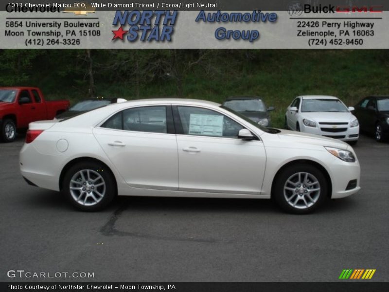 White Diamond Tricoat / Cocoa/Light Neutral 2013 Chevrolet Malibu ECO