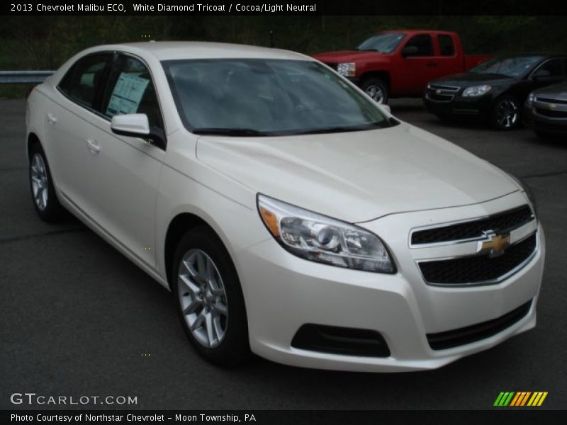 White Diamond Tricoat / Cocoa/Light Neutral 2013 Chevrolet Malibu ECO