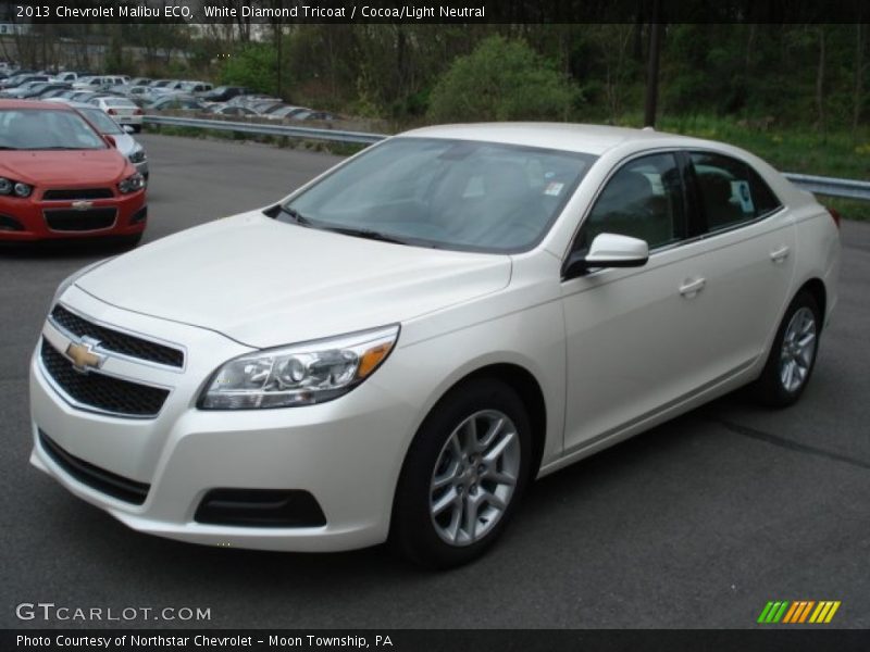 White Diamond Tricoat / Cocoa/Light Neutral 2013 Chevrolet Malibu ECO