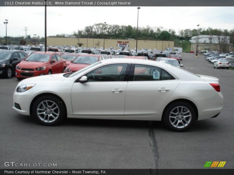 White Diamond Tricoat / Cocoa/Light Neutral 2013 Chevrolet Malibu ECO