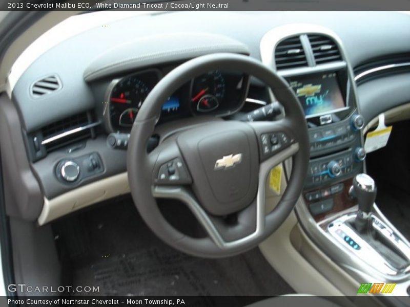 White Diamond Tricoat / Cocoa/Light Neutral 2013 Chevrolet Malibu ECO