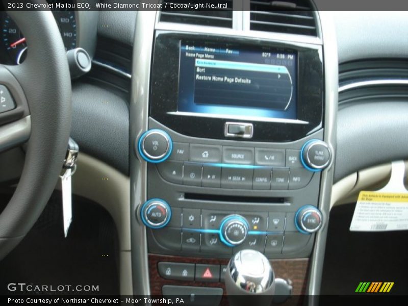 White Diamond Tricoat / Cocoa/Light Neutral 2013 Chevrolet Malibu ECO