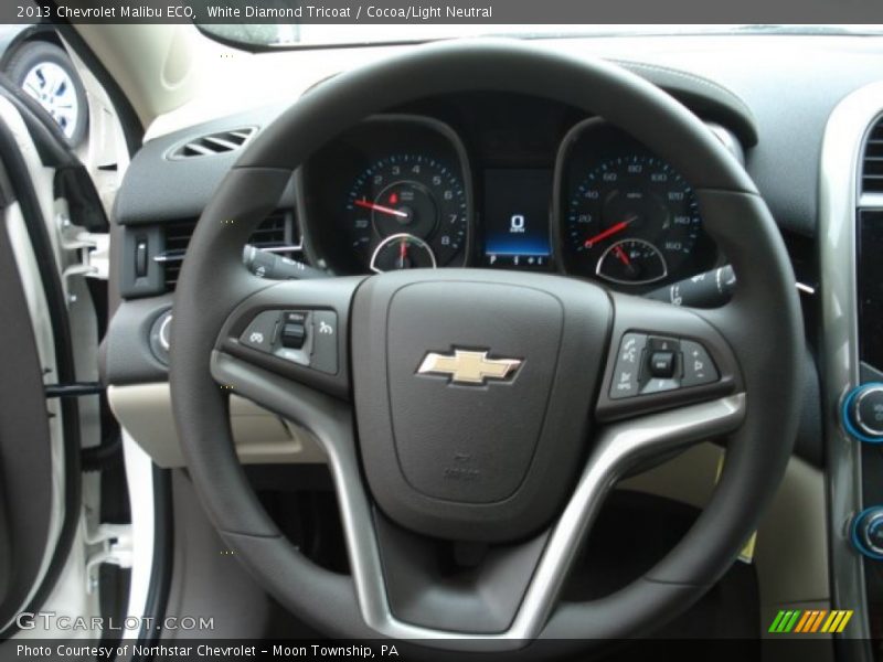 White Diamond Tricoat / Cocoa/Light Neutral 2013 Chevrolet Malibu ECO