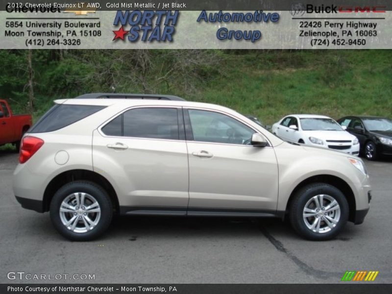 Gold Mist Metallic / Jet Black 2012 Chevrolet Equinox LT AWD