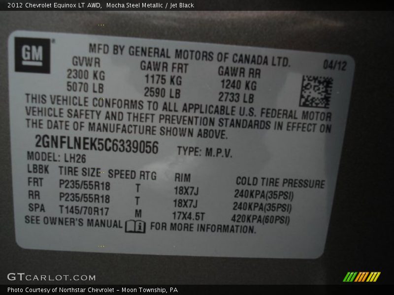 Mocha Steel Metallic / Jet Black 2012 Chevrolet Equinox LT AWD