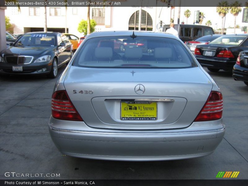 Brilliant Silver Metallic / Ash 2003 Mercedes-Benz S 430 Sedan