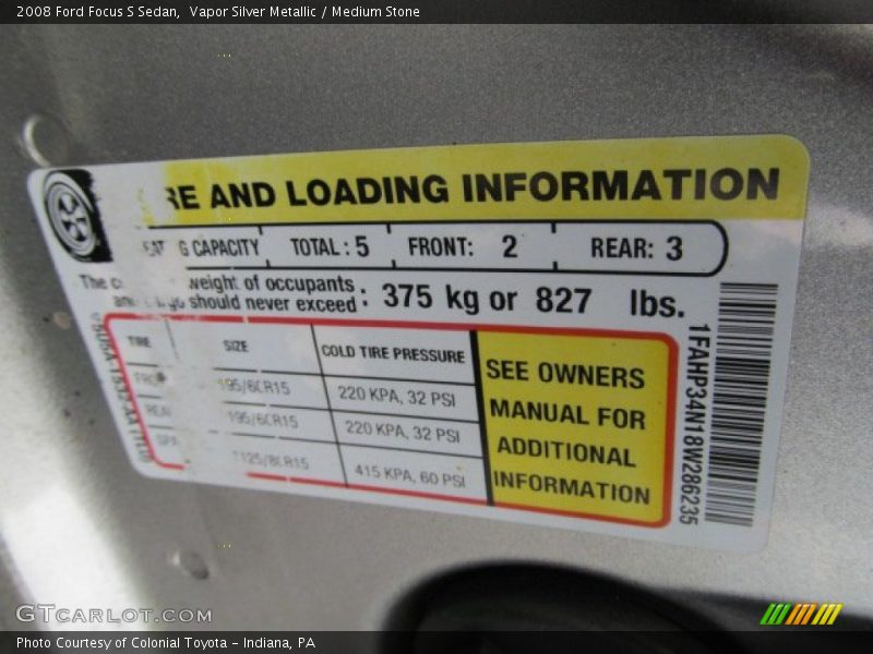 Vapor Silver Metallic / Medium Stone 2008 Ford Focus S Sedan