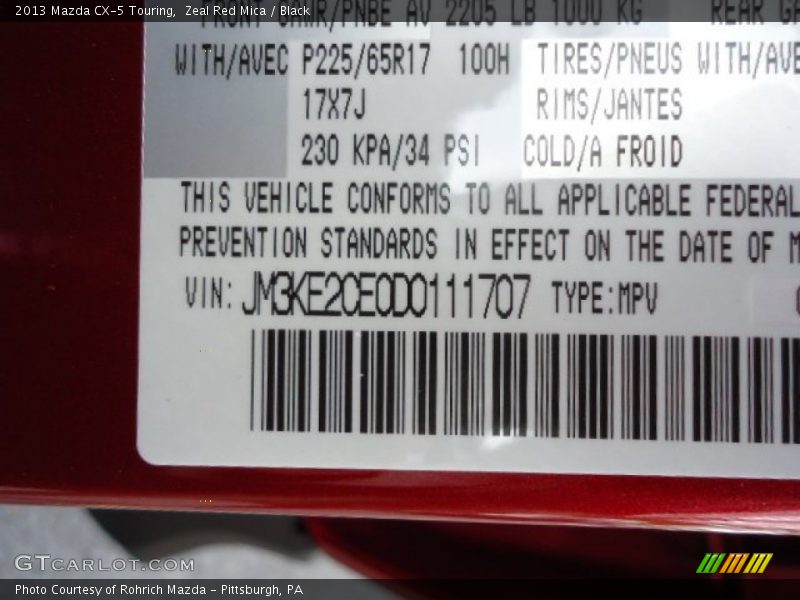 Zeal Red Mica / Black 2013 Mazda CX-5 Touring