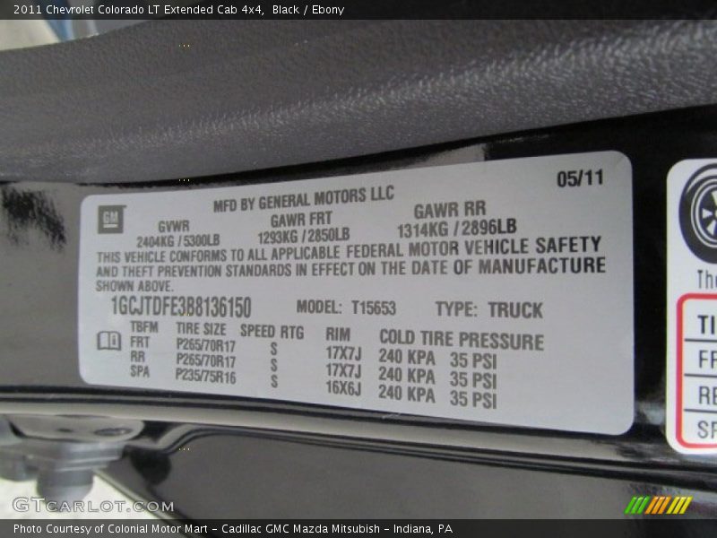 Black / Ebony 2011 Chevrolet Colorado LT Extended Cab 4x4