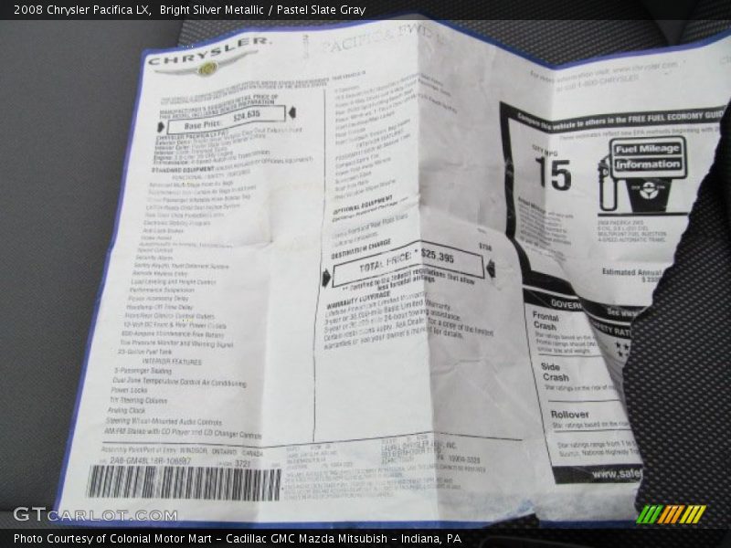 Bright Silver Metallic / Pastel Slate Gray 2008 Chrysler Pacifica LX