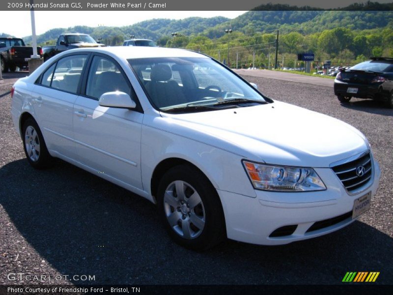 Powder White Pearl / Camel 2009 Hyundai Sonata GLS