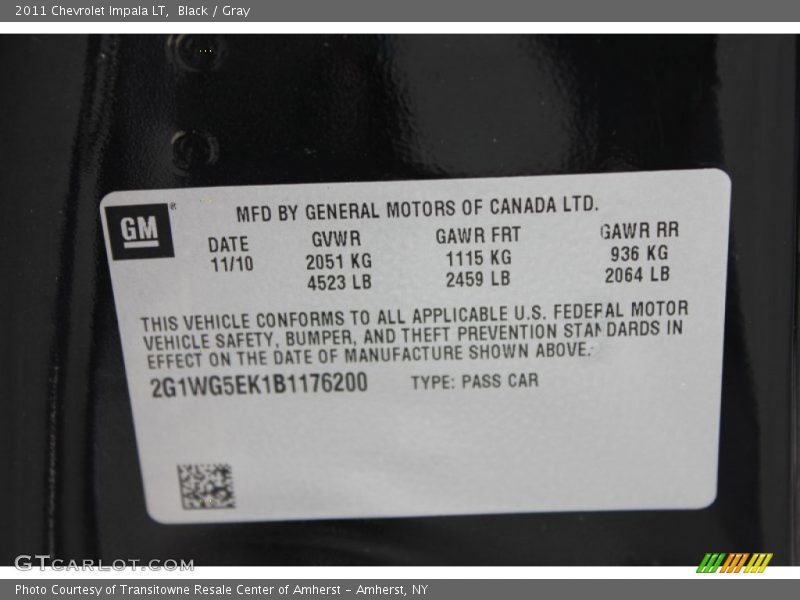 Black / Gray 2011 Chevrolet Impala LT