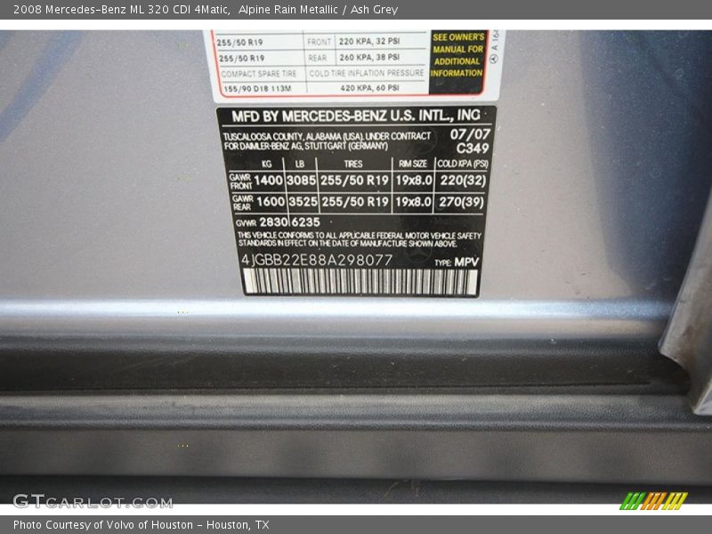 Alpine Rain Metallic / Ash Grey 2008 Mercedes-Benz ML 320 CDI 4Matic