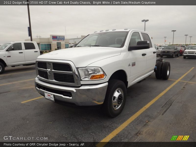 Bright White / Dark Slate/Medium Graystone 2012 Dodge Ram 3500 HD ST Crew Cab 4x4 Dually Chassis