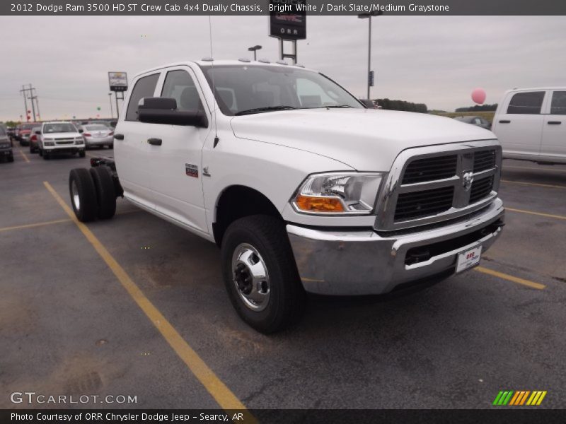 Bright White / Dark Slate/Medium Graystone 2012 Dodge Ram 3500 HD ST Crew Cab 4x4 Dually Chassis