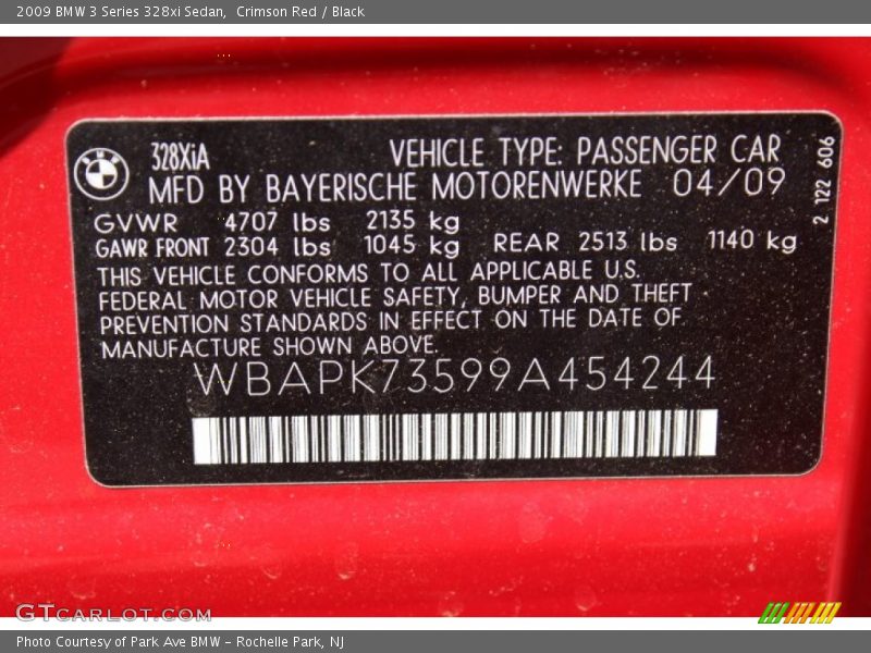 Crimson Red / Black 2009 BMW 3 Series 328xi Sedan