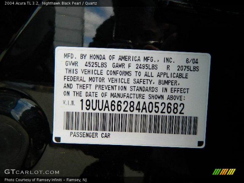 Nighthawk Black Pearl / Quartz 2004 Acura TL 3.2