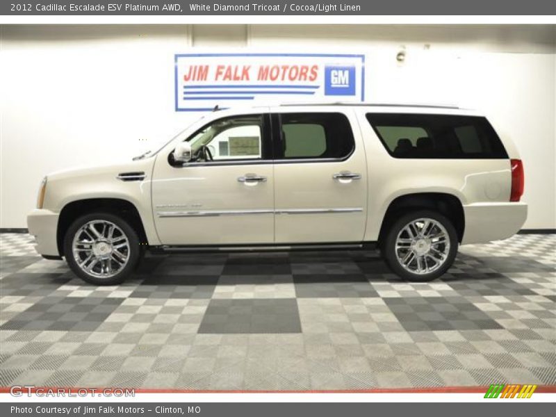 White Diamond Tricoat / Cocoa/Light Linen 2012 Cadillac Escalade ESV Platinum AWD