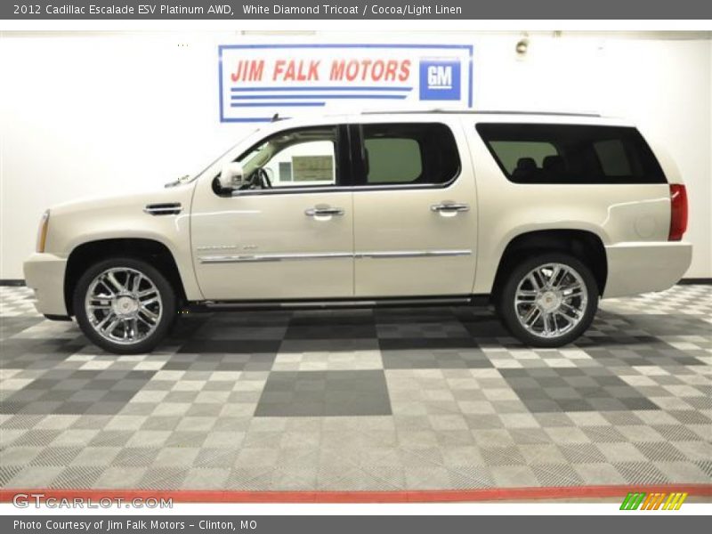 White Diamond Tricoat / Cocoa/Light Linen 2012 Cadillac Escalade ESV Platinum AWD