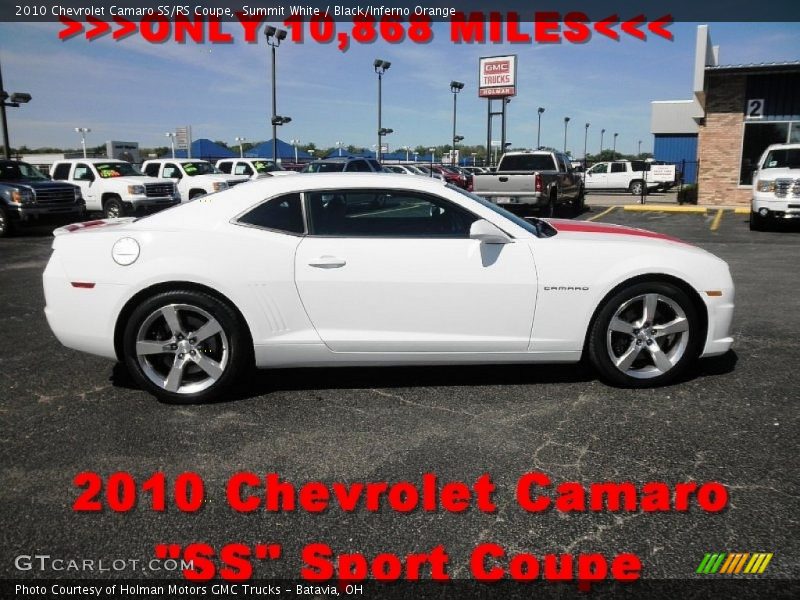 Summit White / Black/Inferno Orange 2010 Chevrolet Camaro SS/RS Coupe