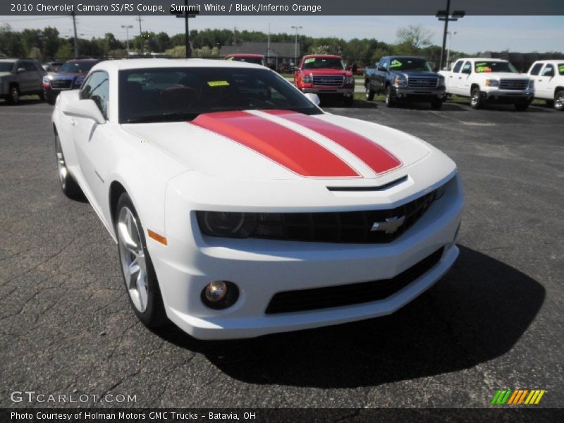 Summit White / Black/Inferno Orange 2010 Chevrolet Camaro SS/RS Coupe