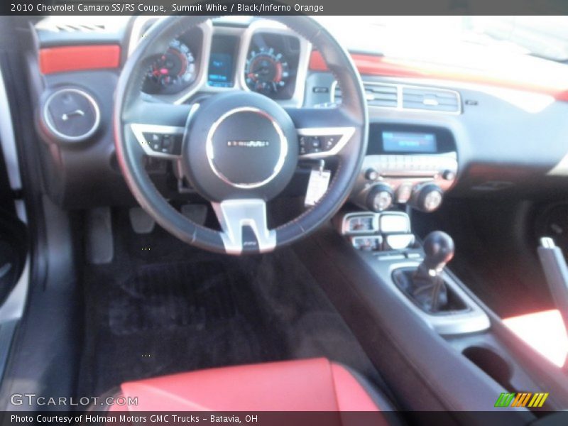 Summit White / Black/Inferno Orange 2010 Chevrolet Camaro SS/RS Coupe