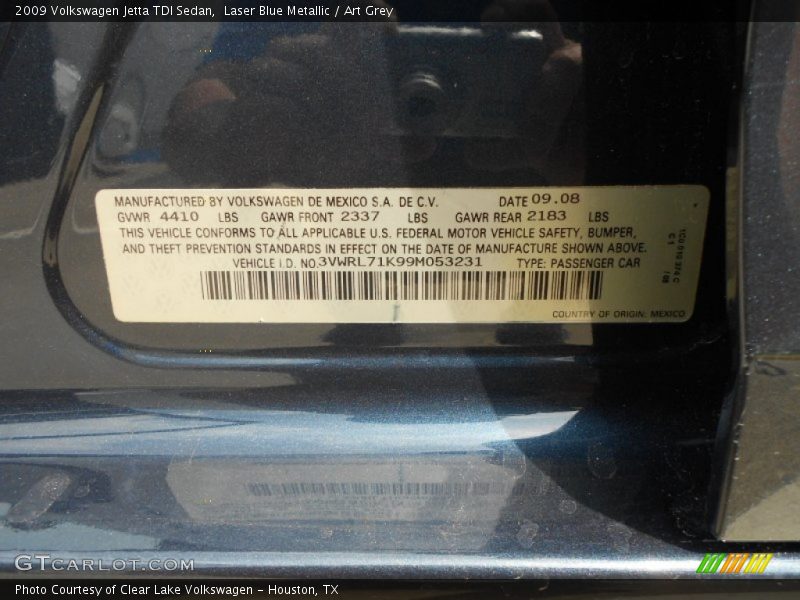 Laser Blue Metallic / Art Grey 2009 Volkswagen Jetta TDI Sedan