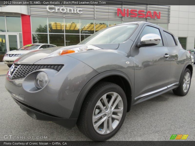 Gun Metallic / Black/Red Leather/Silver Trim 2012 Nissan Juke SL AWD