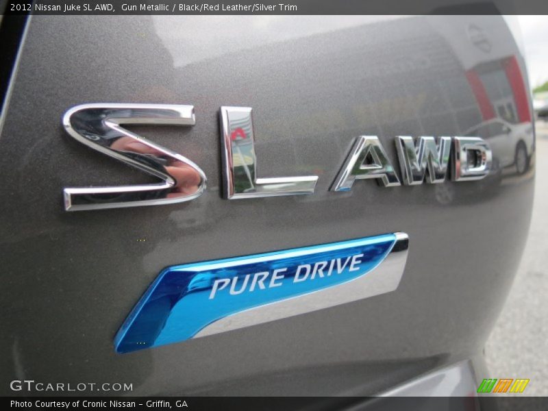 Gun Metallic / Black/Red Leather/Silver Trim 2012 Nissan Juke SL AWD