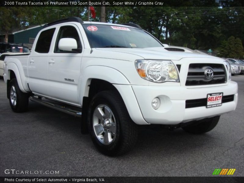 Super White / Graphite Gray 2008 Toyota Tacoma V6 PreRunner TRD Sport Double Cab