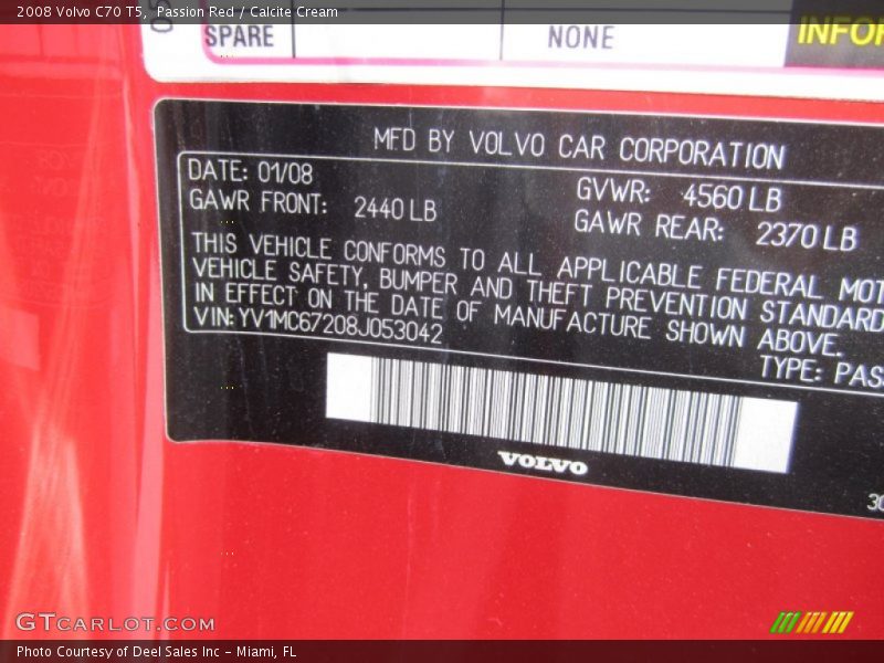Passion Red / Calcite Cream 2008 Volvo C70 T5