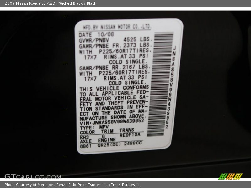 Wicked Black / Black 2009 Nissan Rogue SL AWD