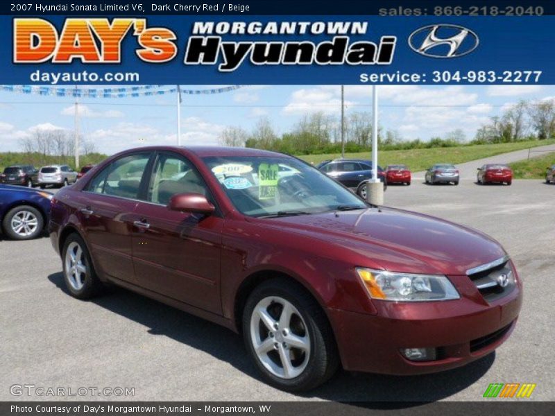 Dark Cherry Red / Beige 2007 Hyundai Sonata Limited V6