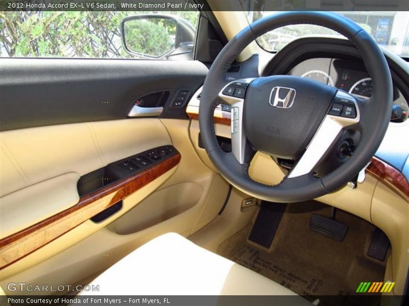 White Diamond Pearl / Ivory 2012 Honda Accord EX-L V6 Sedan