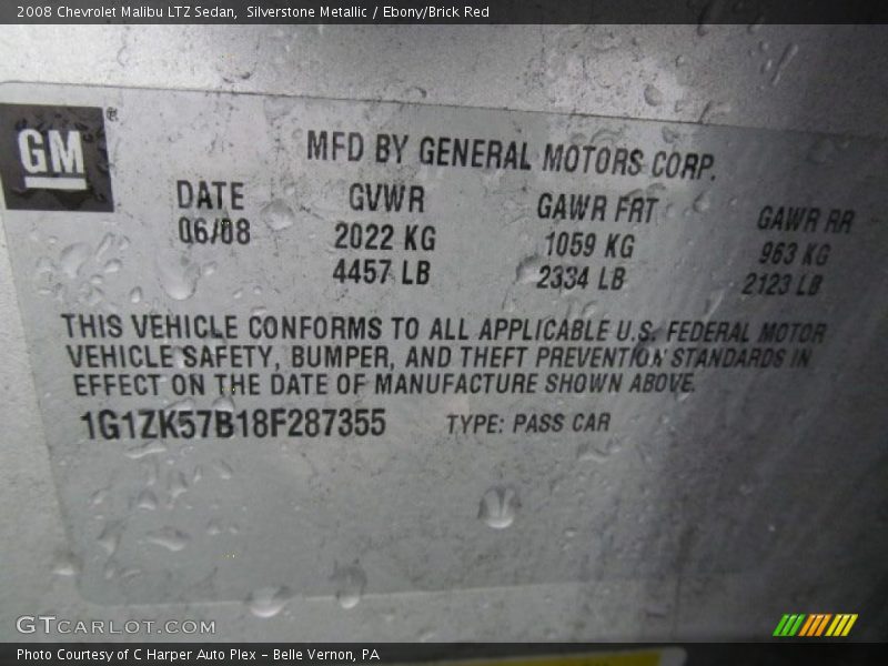 Silverstone Metallic / Ebony/Brick Red 2008 Chevrolet Malibu LTZ Sedan