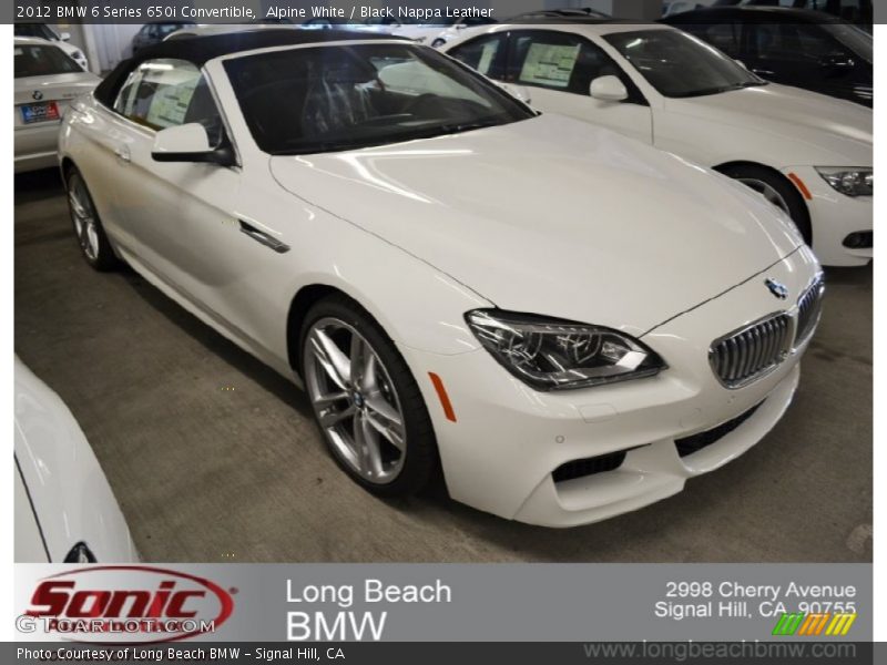 Alpine White / Black Nappa Leather 2012 BMW 6 Series 650i Convertible