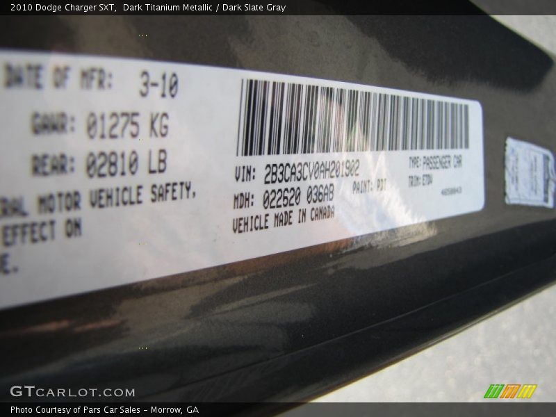 Dark Titanium Metallic / Dark Slate Gray 2010 Dodge Charger SXT