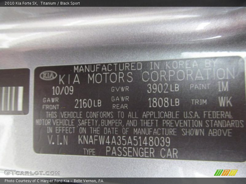 Titanium / Black Sport 2010 Kia Forte SX