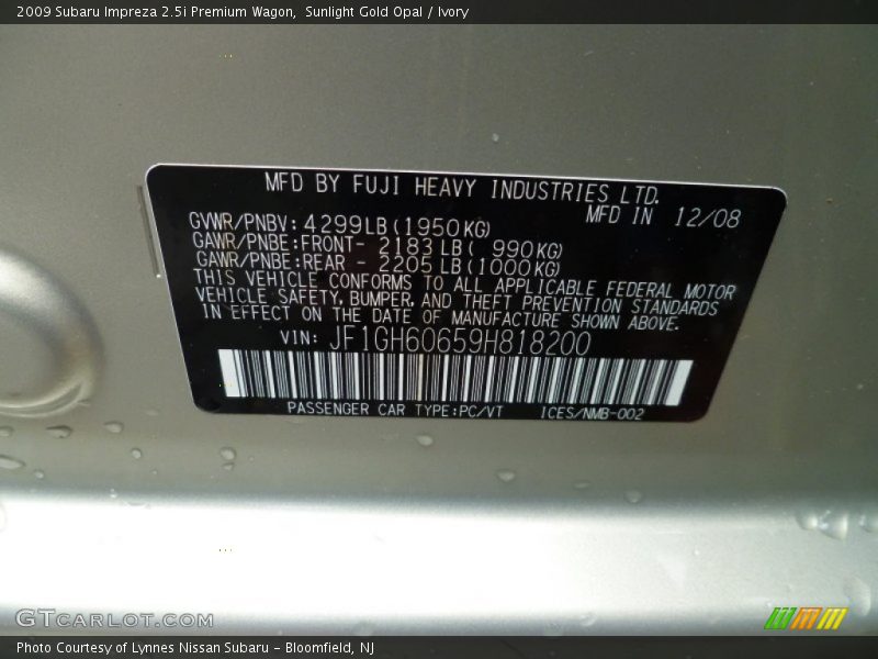 Sunlight Gold Opal / Ivory 2009 Subaru Impreza 2.5i Premium Wagon
