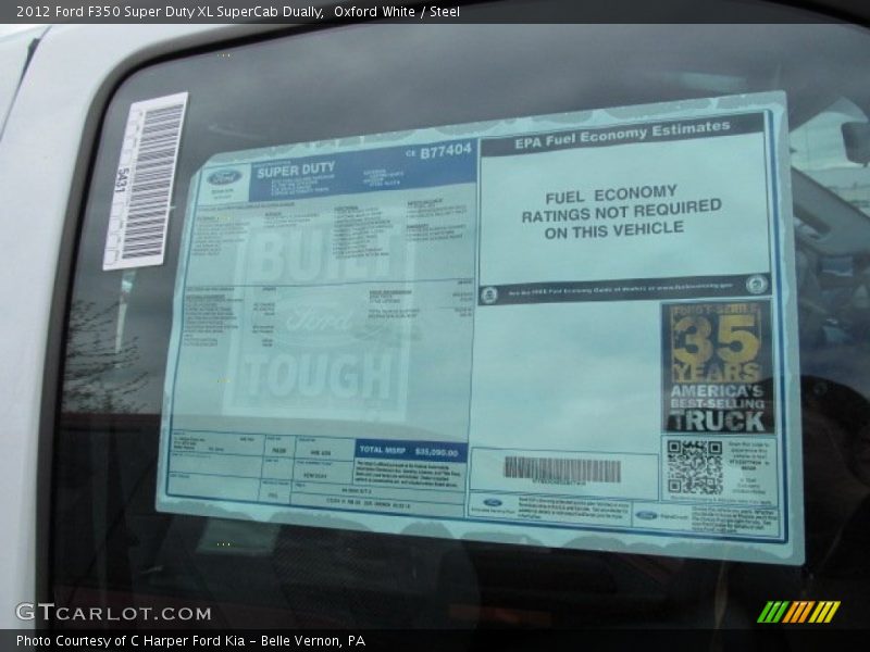  2012 F350 Super Duty XL SuperCab Dually Window Sticker