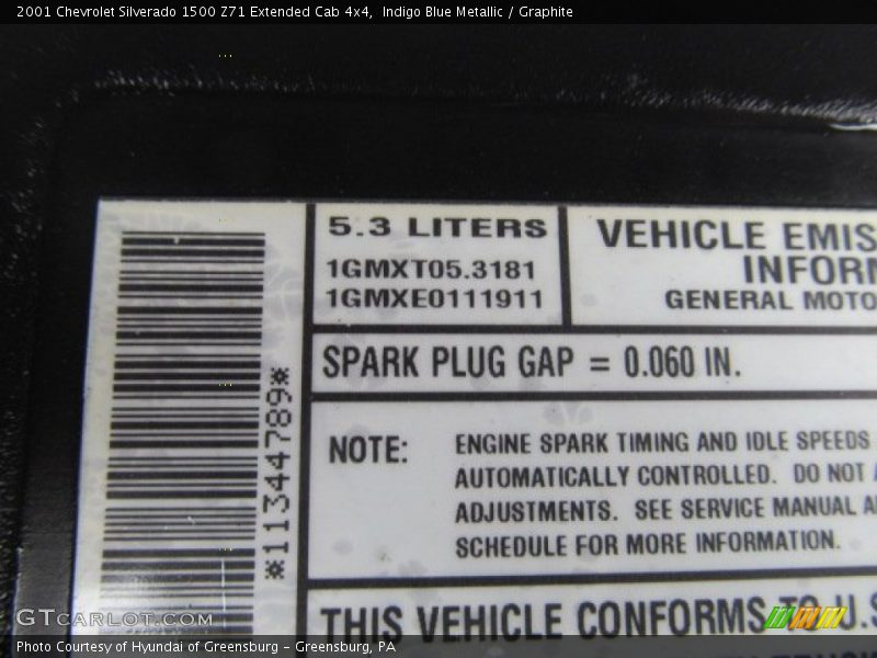 Indigo Blue Metallic / Graphite 2001 Chevrolet Silverado 1500 Z71 Extended Cab 4x4