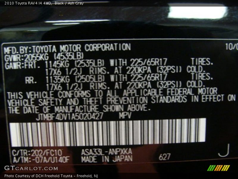 Black / Ash Gray 2010 Toyota RAV4 I4 4WD