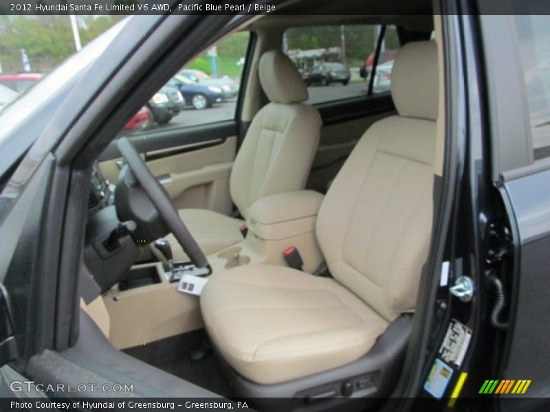 Pacific Blue Pearl / Beige 2012 Hyundai Santa Fe Limited V6 AWD