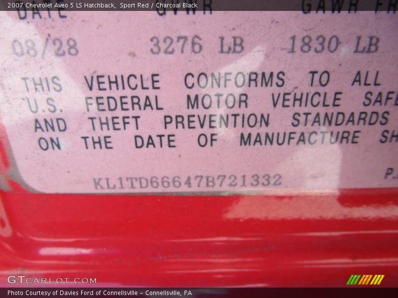Sport Red / Charcoal Black 2007 Chevrolet Aveo 5 LS Hatchback