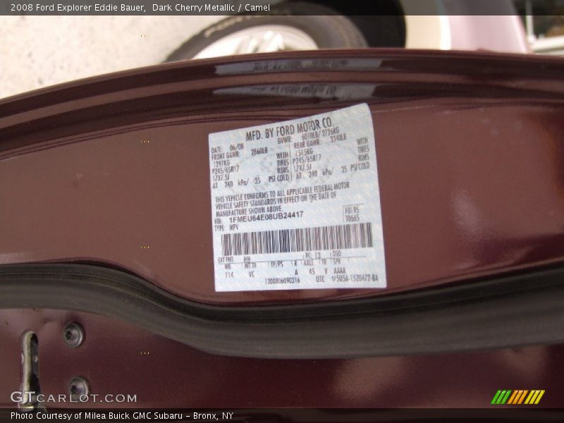 2008 Explorer Eddie Bauer Dark Cherry Metallic Color Code HH